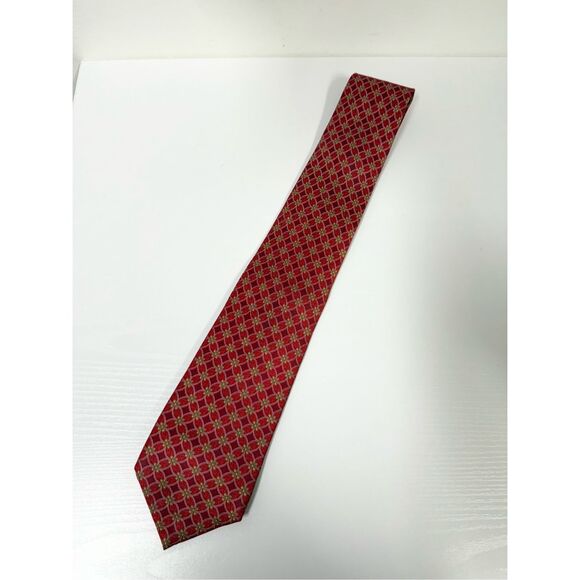 Fabergé Mens Red Gold Intricate Geometric Silk Tie - Picture 2 of 4